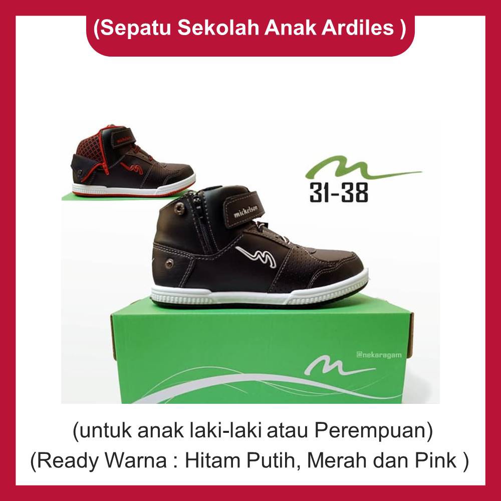 SEPATU SEKOLAH BOOTS ANAK SD SMP WARNA FULL HITAM HITAM PUTIH