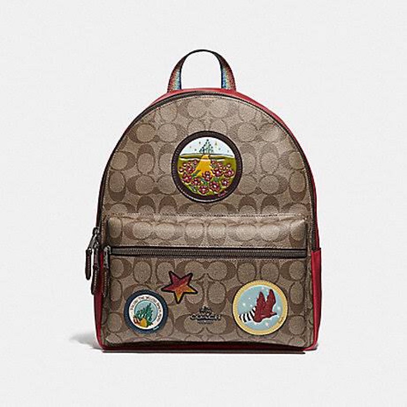 COACH BACKPACK RANSEL WANITA CHARLIE SIGNATURE WIZARD OF OZ PATCHES LEATHER ASLI ORIGINAL AUTHENTIC 