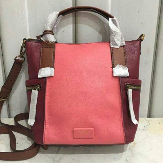 Tas fossil emerson satchel multi red size medium