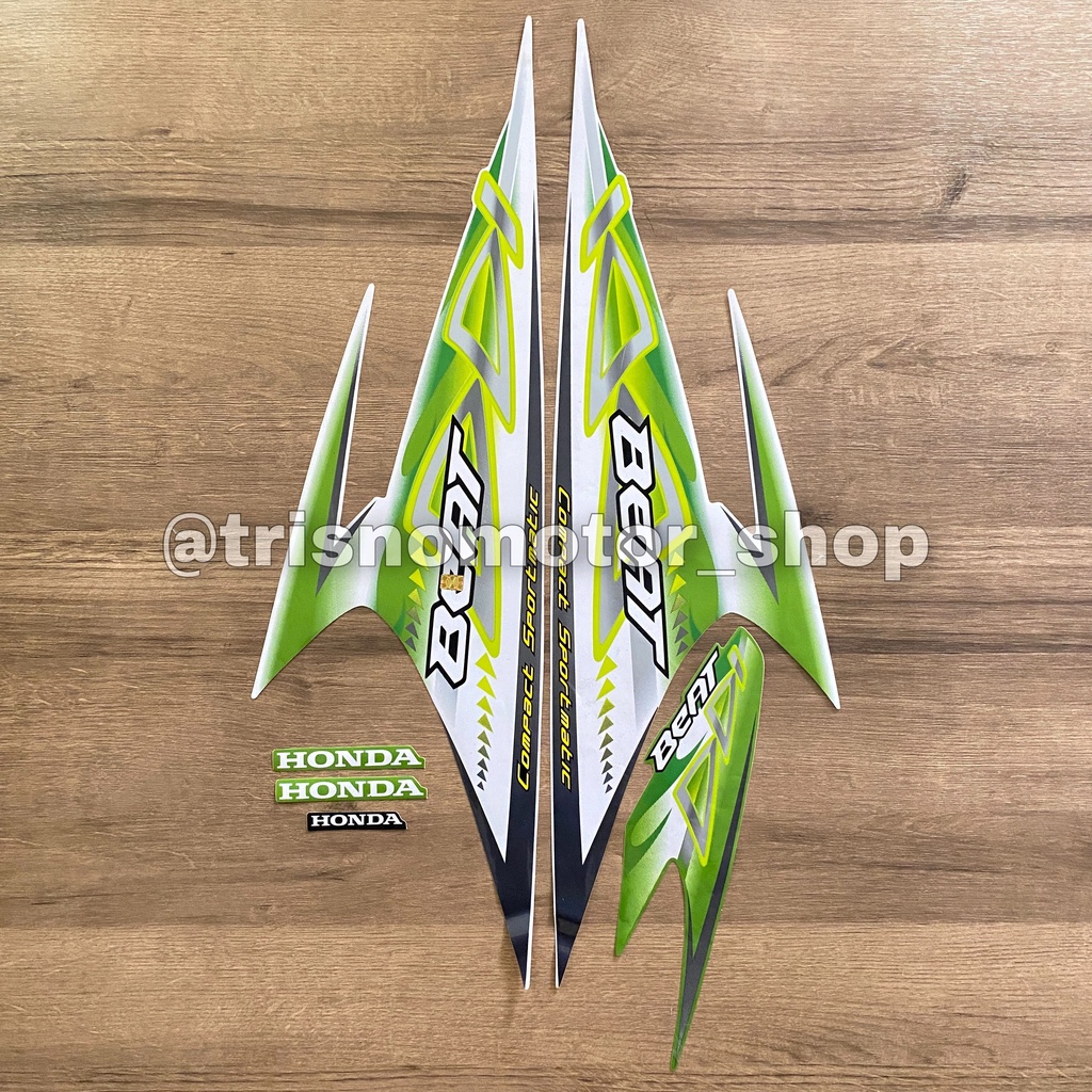 Striping Honda Beat Karbu standar 2012 warna putih list hijau | stiker beat karbu
