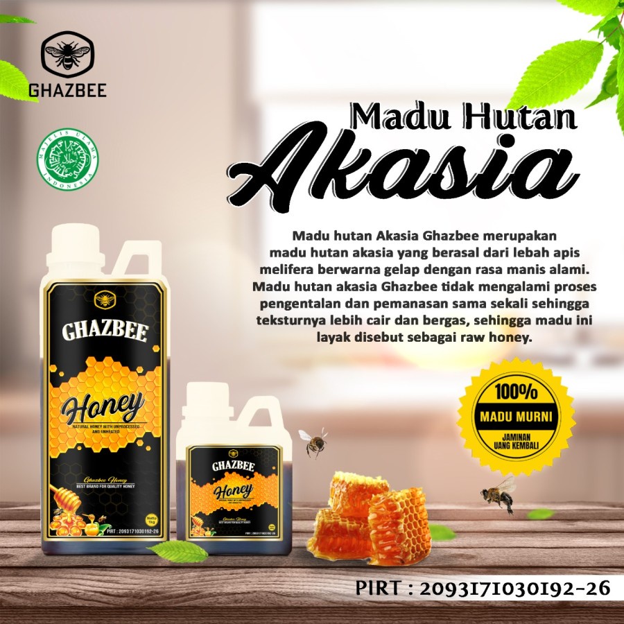 

Madu Lebah Hutan Raw Honey Ghazbee Akasia 1 kg 1000gr Bukan Madu Uray