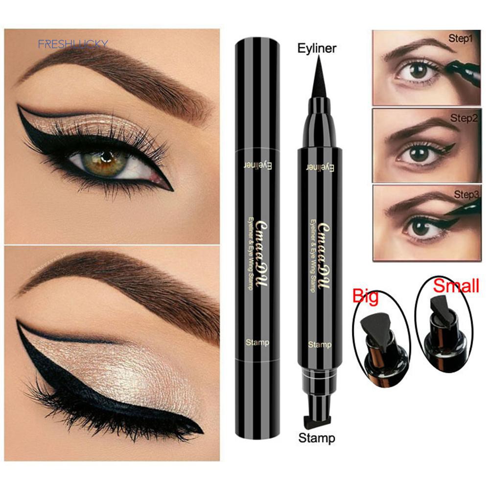 CMAADU EYELINER PEN CAIR KEPALA GANDA / EYELINER STAMP CEPAT KERING WATERPROOF