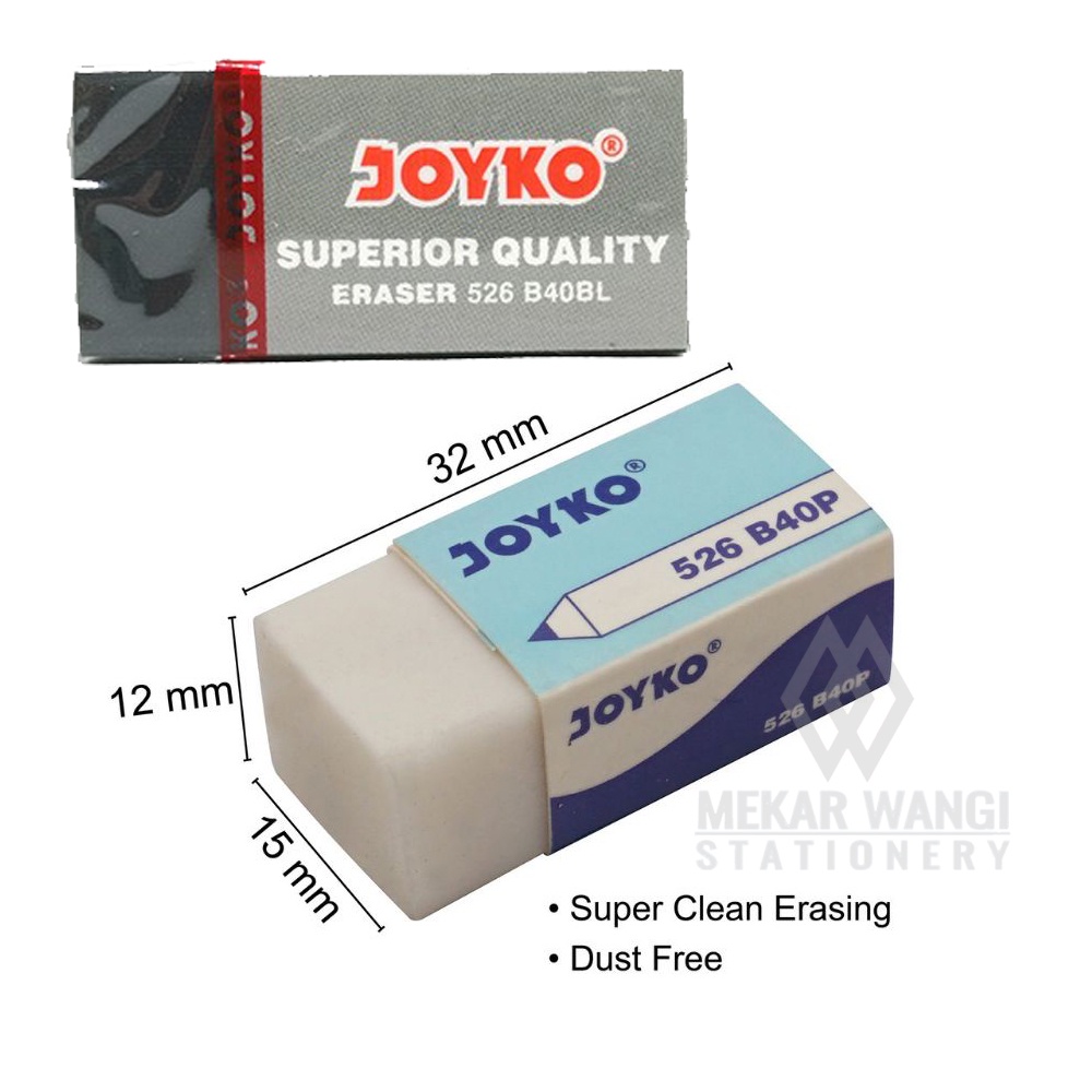 

Penghapus pensil Joyko superior quality eraser 526 B40BL Hitam / B40P Putih