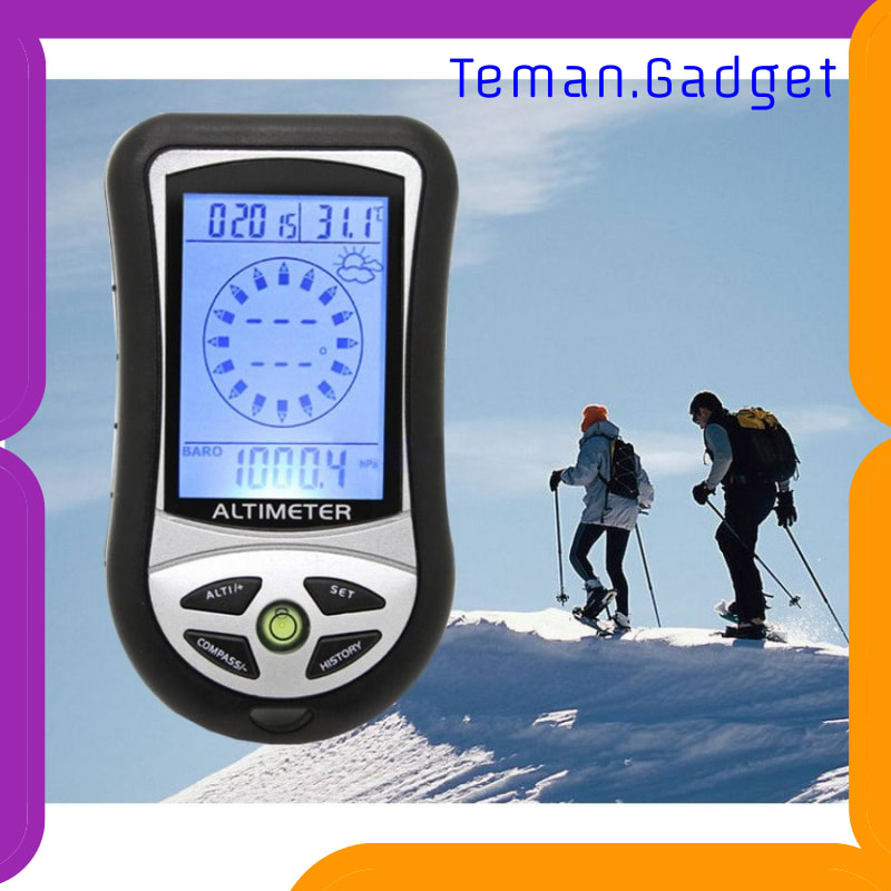 TG-ID076 MINI 8 IN1 LCD DIGITAL ALTIMETER BAROMETER THERMO COMPASS WEATHER FORECASTS TIME CALENDAR