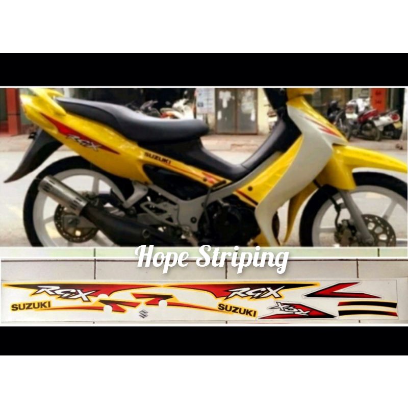 Striping Suzuki RGX 120 Kuning, Merah, Biru