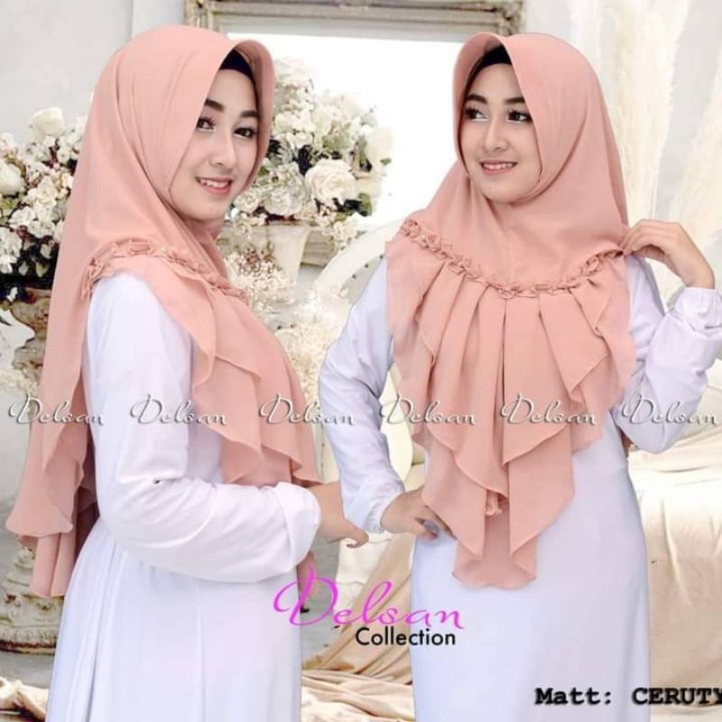 Hijab/Jilbab instan ceruti 2layer kriwil depan