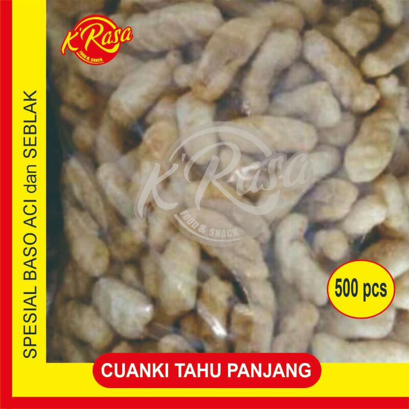 

Cuanki tahu panjang / cuanki stik 1 ball isi 500 pcs. Cocok untuk baso aci, seblak dan cemilan sebagai kerupuk.