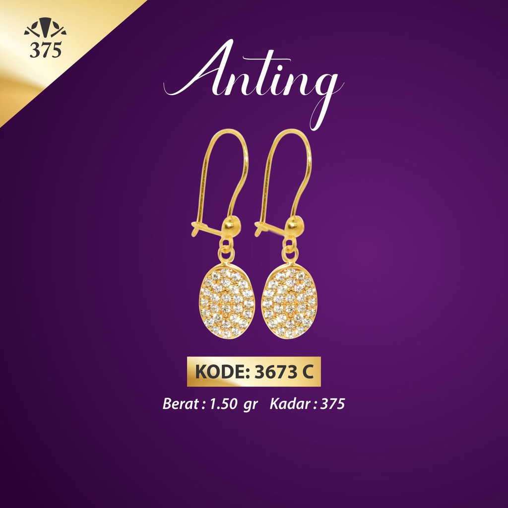 TM375 ANTING BULAT EMAS ASLI 0919