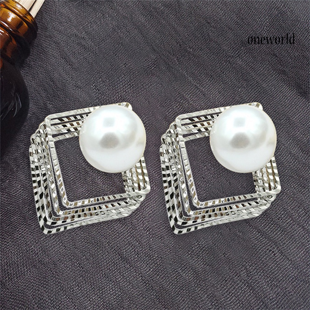 OW@ Women Fashion Multi-layer Faux Pearl Ear Studs Earrings Party Jewelry Gift