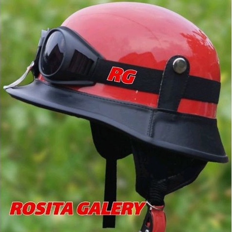 helm retro milenial nazi crazy merah glosy/helm retro/helm nazi/helm/helm klasik/helm chip/helm vesp