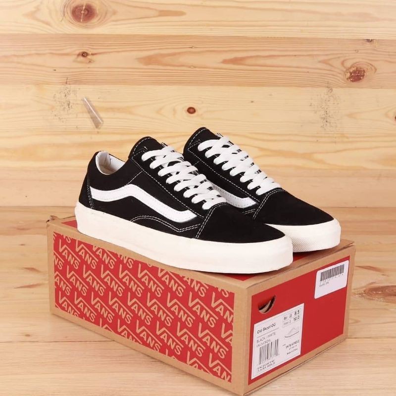 Sepatu VANS OLDSKOOL OG Black White Waffle Premium-4