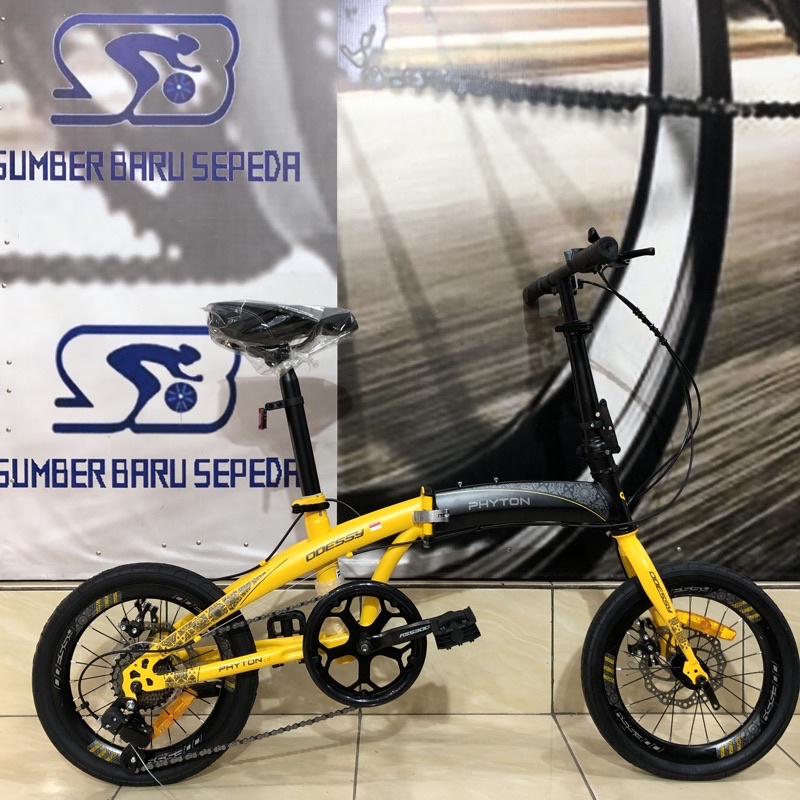 SEPEDA LIPAT ODESSY PHYTON 7 SPEED 16 INCH-Black yellow