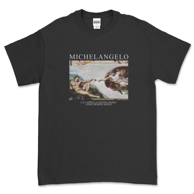 MICHELANGELO - THE CREATION OF ADAM T-SHIRT (HITAM)