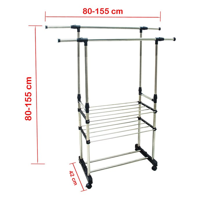 Hanger Double Pole Clothes Rack 6808-2 Gantungan Baju