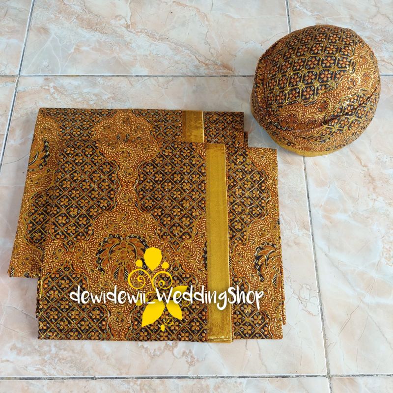 1set Jarik + Blangkon Pengantin, Motif Buntal Melati