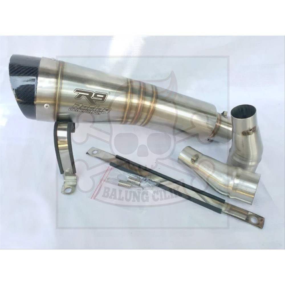 Knalpot Racing R9 H2 Titan Carbon Silencer Only For All Motor Shock 50mm Full Stainless All 150 Cc