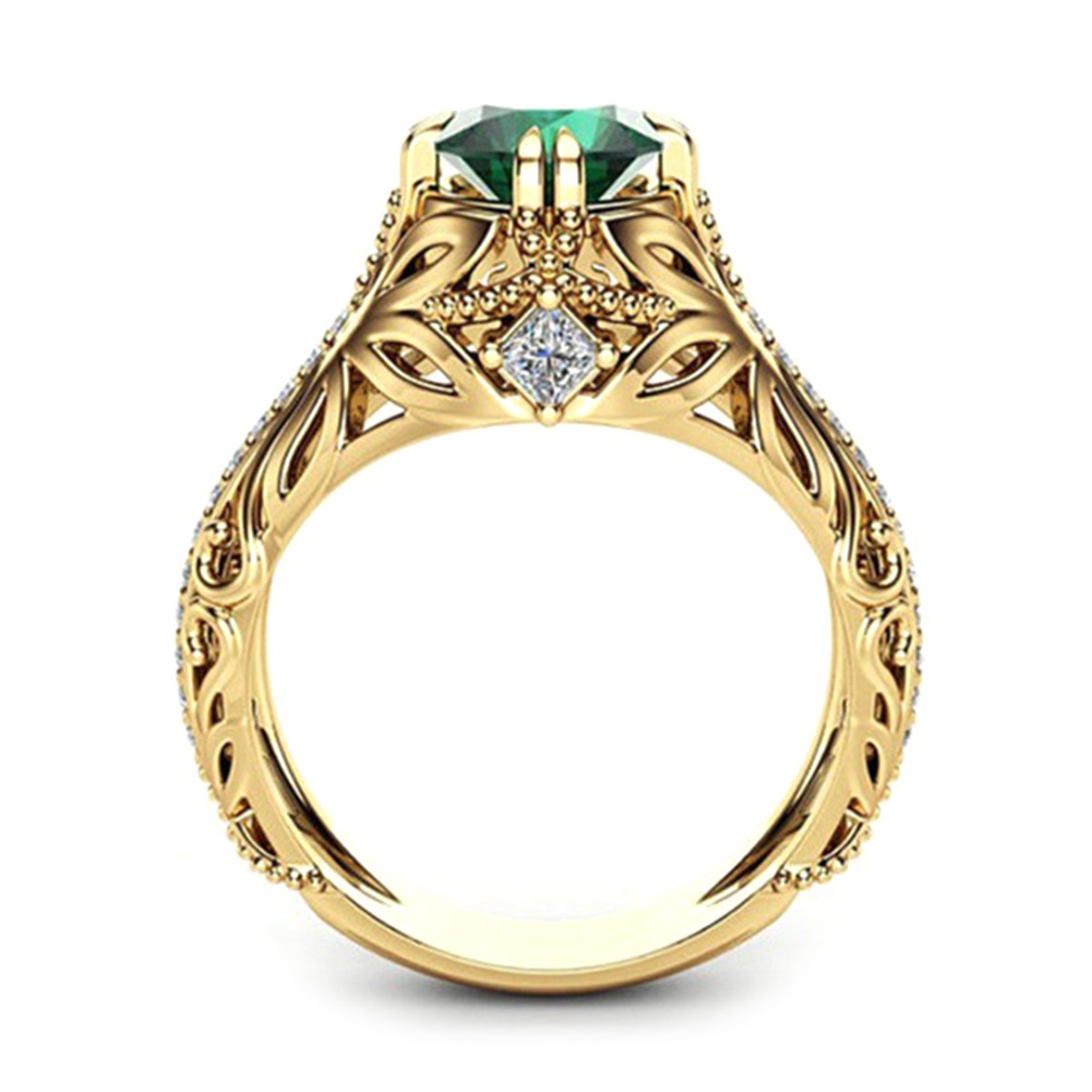 Hu Hu Hu Hu Hu Alat Bantu Pasang Kacamata♡ Cincin Antik Lapis Emas Dengan Batu Emerald Oval Untuk Wanitahadiah Valentine