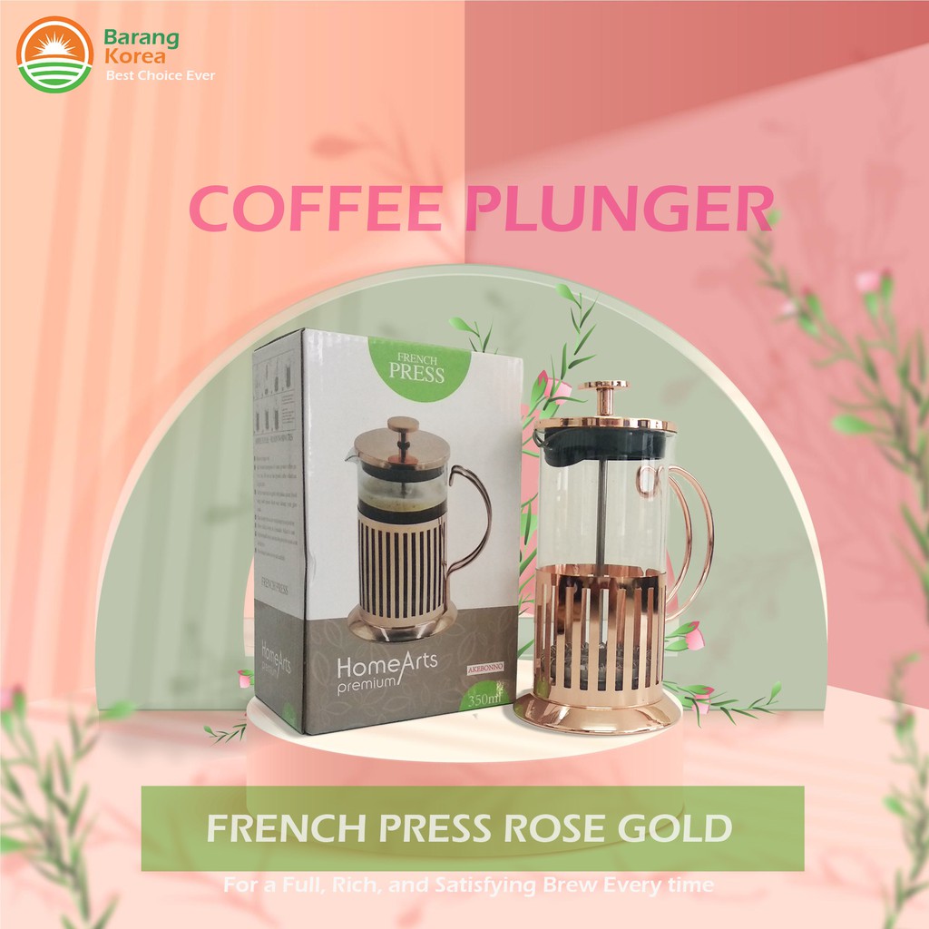 French Press (Coffee Plunger) Rose Gold / Pembuat Kopi / Kopi Korea / Pembuat Kopi Warna Emas