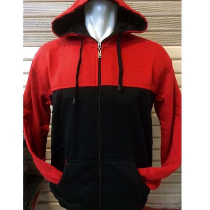 HOODIE POLOS MERAH HITAM SLETING /  JERSEY BOLA
