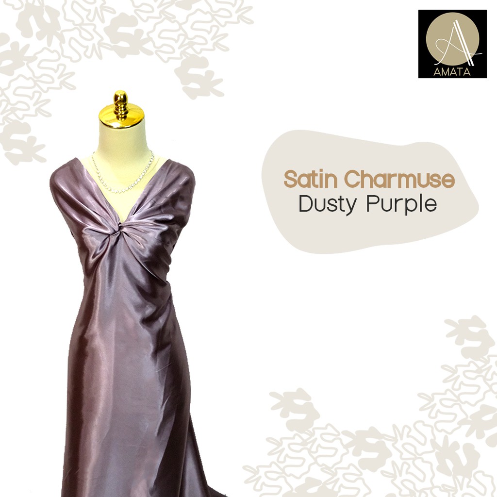 1/2 meter Kain Satin Charmuse / Sateen Silk Premium Dusty Purple