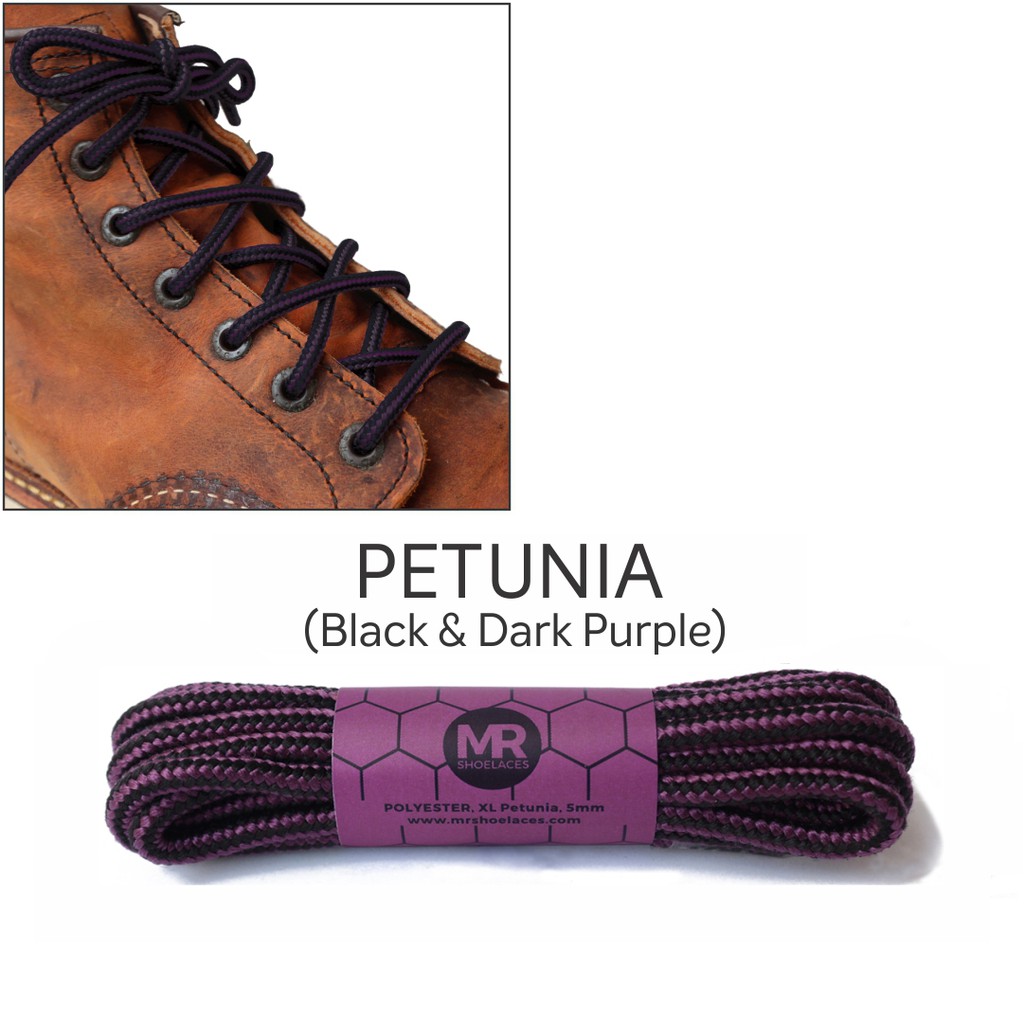 MR Shoelaces CR11 Petunia (Ungu Tua Hitam) Tali Sepatu Bulat Corak / Motif 5-6mm 80cm 90cm 100cm 120cm 150cm 200cm - Premium Shoelace