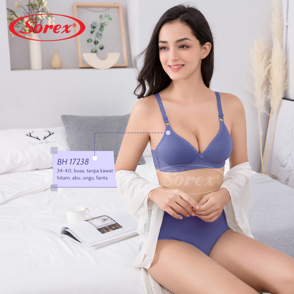 BH Sorex 17238 Bra Tanpa Kawat Super Soft Busa Sedang Setara Cup B BH Harian Simple Polos Kait 2