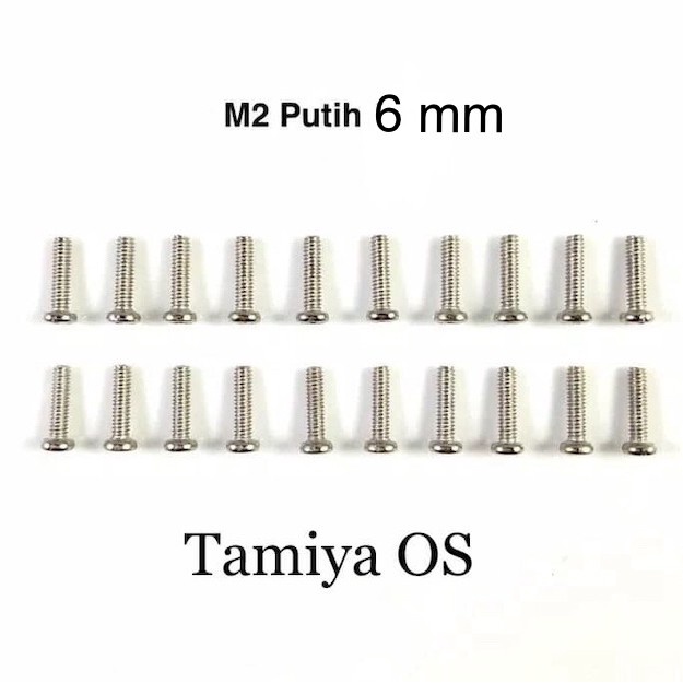 Rep Tamiya Screw M2 / Baut Putih / Baut Silver 6 mm - 20 pcs (NS829)