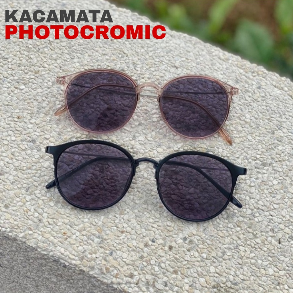 NEW PHOTOCROMIC KACAMATA VIRAL FRAME OVAL BERUBAH WARNA KOREAN STYLE UNISEX BLUERAY - SPRING STYLE