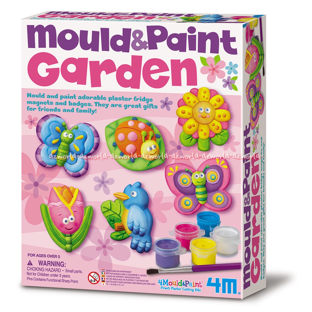 4M Mould &amp; Paint Garden Paket Mainan Berisi Cetakan Binatang Dan Tumbuhan