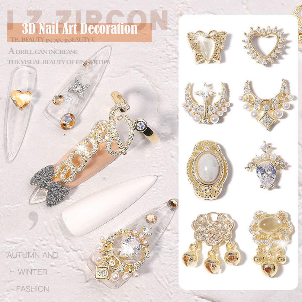 AUGUSTINA Agustina DIY Nail Art Zircon Logam Berlian Retro Zircon 3D Dekorasi Nail Art