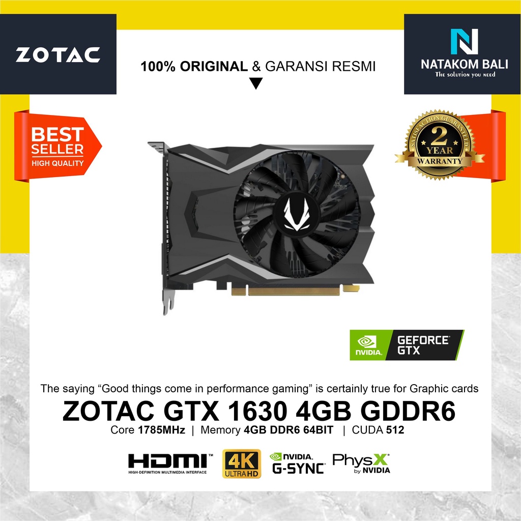 vga zotac geforce gtx 1630 4gb gddr6