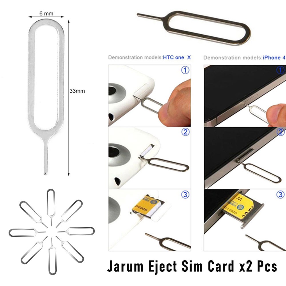 Jarum Eject Iphone Sim Card Pembuka SimCard Ejector Stainless Steel Vivo Oppo XiaoMi Samsung Murah