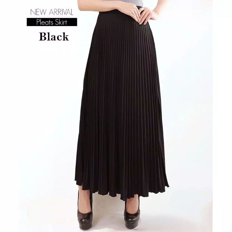 ROK WANITA PLISKET ( PREMIUM )-Black