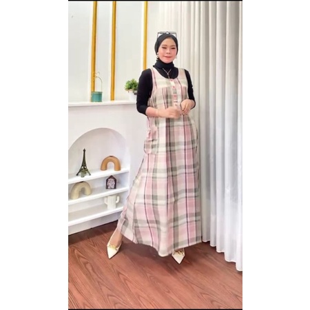 Overall Alya Triset Original Baju Kodok Wanita Kancing Depan
