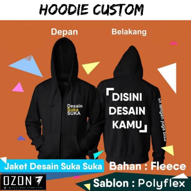 Sweater jaket polos custome desian suka suka 2 Sisi Depan Belakang