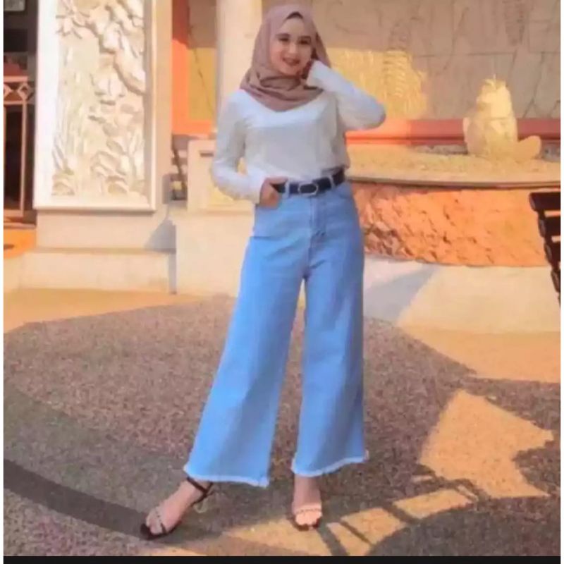 Celana kulot jeans rawis terbaru