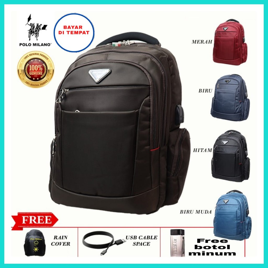 BIG SALE TAS IMPORT PRIA POLO MILANO - 88336 - RANSEL TERBARU FREE BOTOL - TAS ANTI AIR MURAH