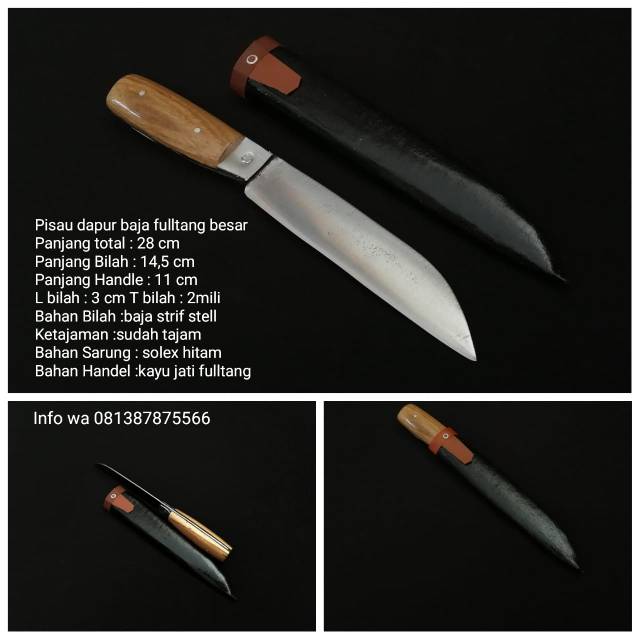 Pisau dapur baja fulltang besar