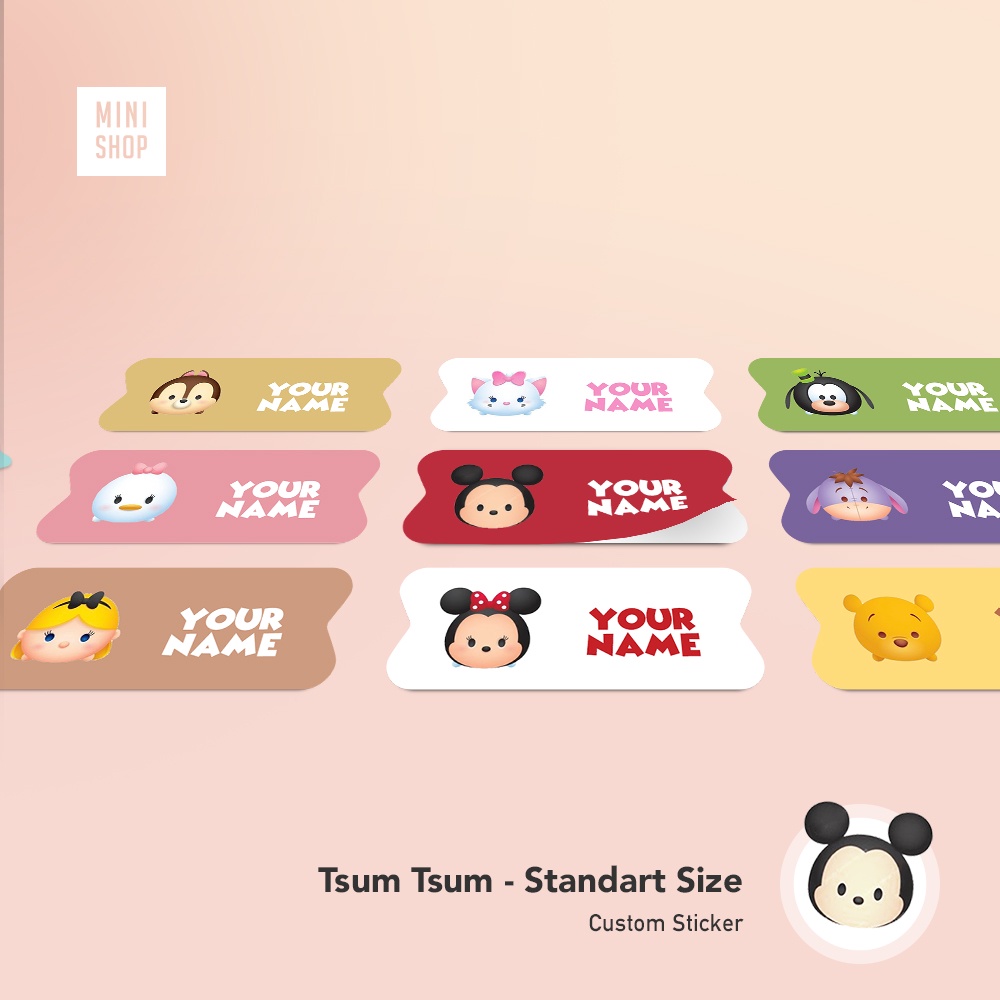 

Tsum Tsum - Paket Label Stiker Nama Custom ( Mickey - Minnie - Chip - Daisy - Donald - Oswald - Pluto - Jessie - Pooh - Eeyore - Dumbo - Goofy - Patch - Alice - Marie - Lucu / Murah / aestetik / aesthetic )