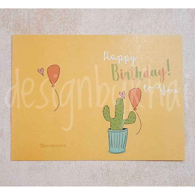 

Birthday Card Lucu. Kartu Ulang Tahun Kaktus-Balon. Uk. Lipat 8x11,5cm.