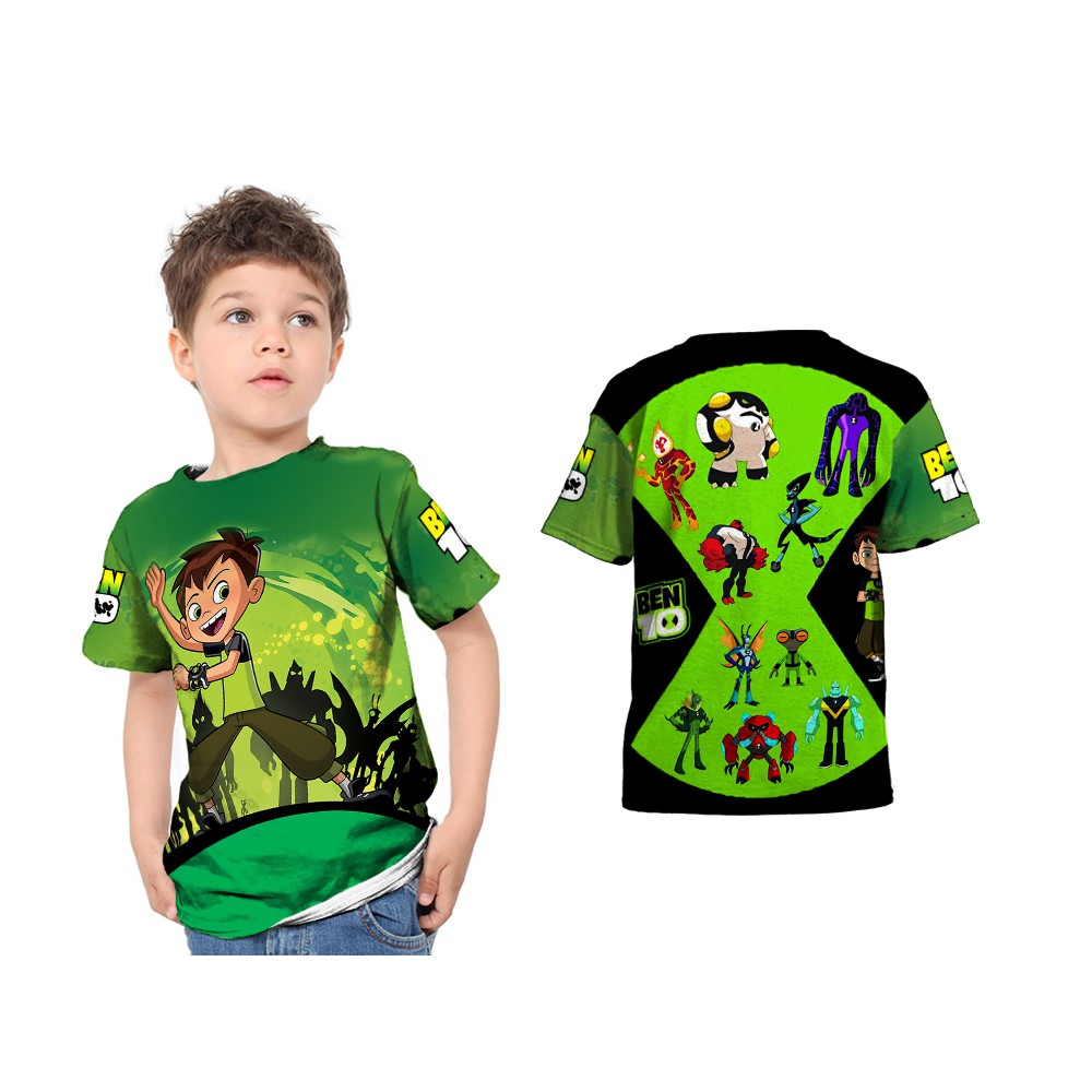 Kaos T-Shirt Baju Anak Karakter Animasi BEN 10 Ben Tennyson Custom Full Print