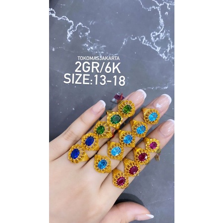Cincin Asur Permata Kadar 6Karat // 2 Gram ll UK 13-18 UNTUK SIZE TULIS DINOTE SAAT CHECK OUT