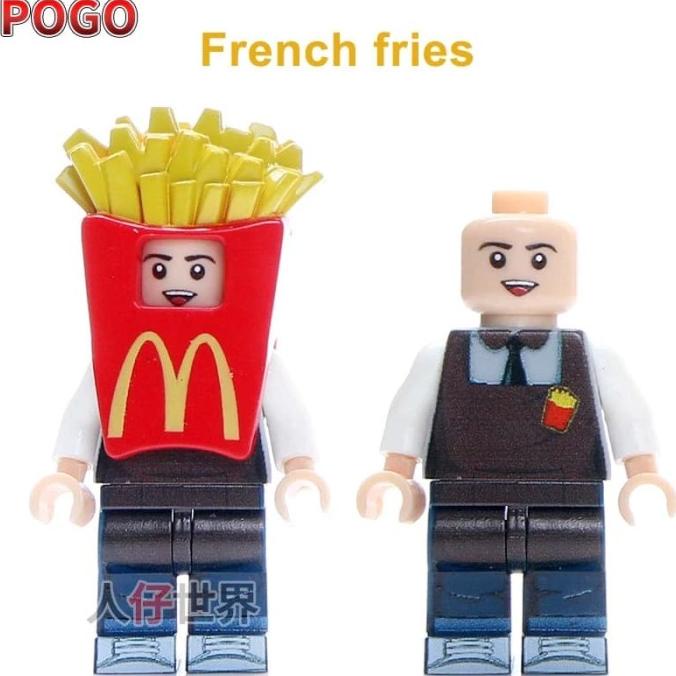 

Minifigure Fast food Ice Cream Fries Peanut Fruit Pizza pogo Es Krim