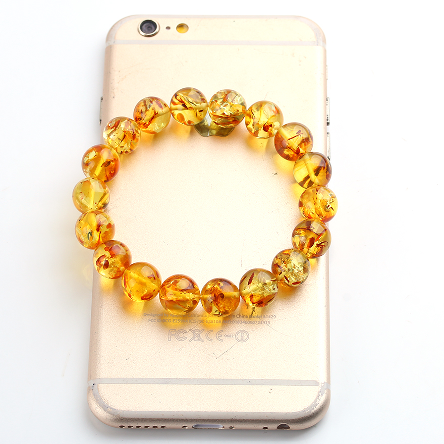 [HOT SALE]Unisex Fashion  Accessories Yellow Beeswax  Beads Bracelet  / Elegent   Imitation Ambers  Beaded Bracelet