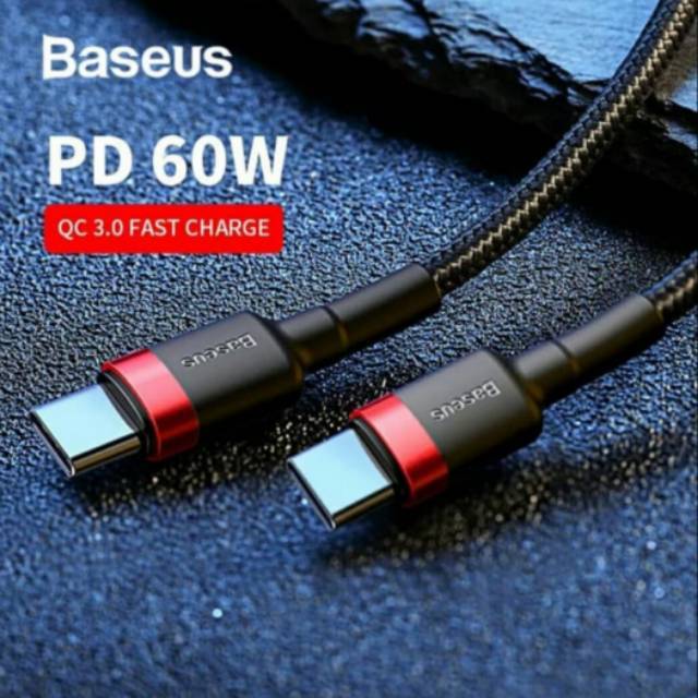 Baseus kabel data USB type C to type C 3A PD 60W fash charging kabel 50cm