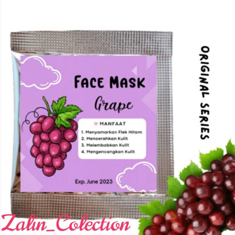 Masker wajah/Masker wajah organik/Masker wajah BPOM/Masker wajah (anggur)