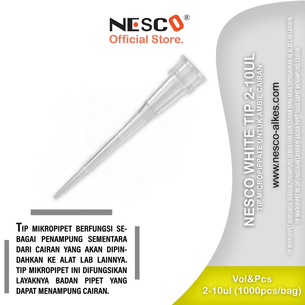Nesco White Tip 2-10ul, (1000pcs/bag) / Tips Micropippate untuk ambil cairan, FM, Best Seller