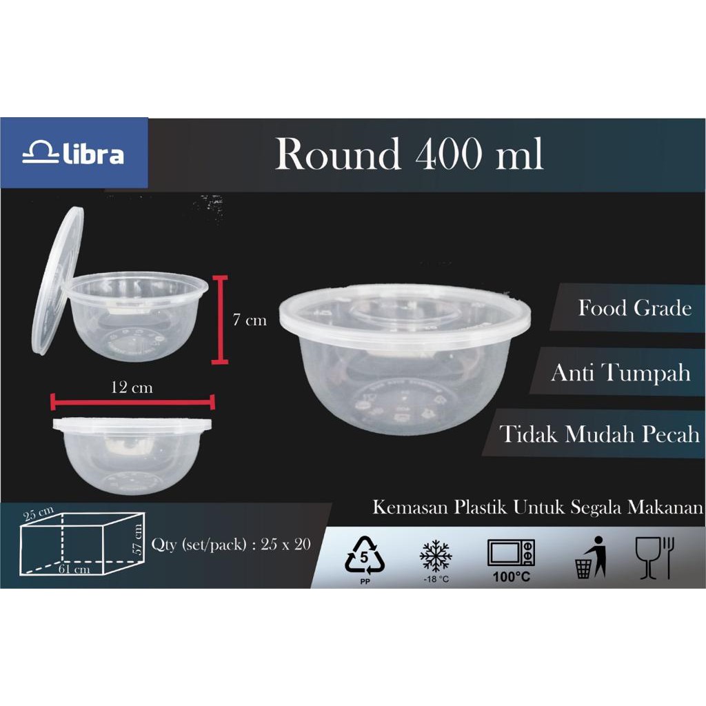 Mangkuk / Bowl 400 ml Plastik Tempat Kotak Makan Thinwall Cup