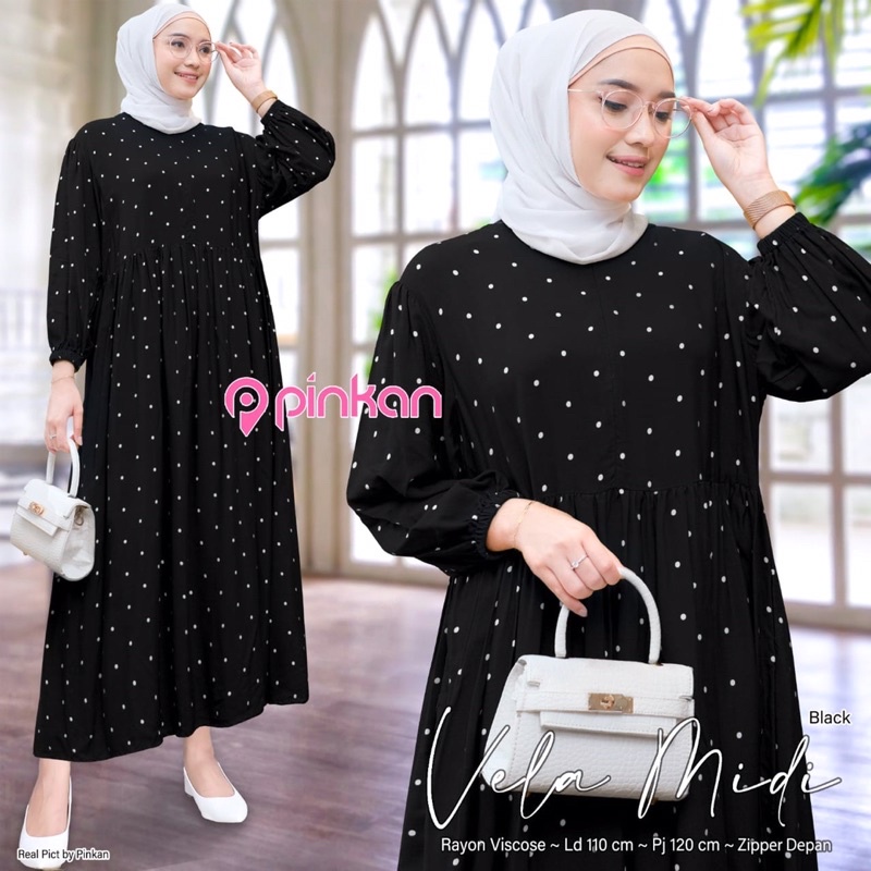 VELA MIDI DRESS PINKAN MOTIF POLKADOT