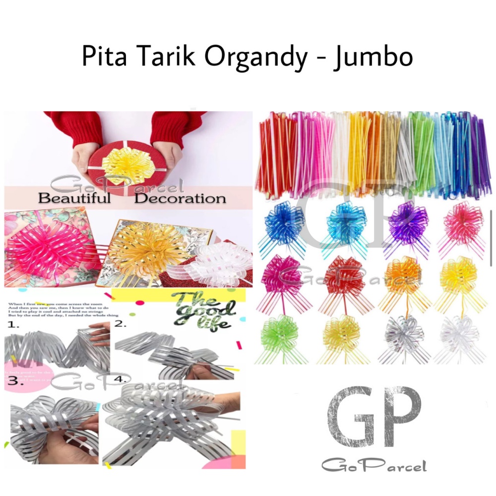 PITA TARIK ORGANDY JUMBO - GIFT WRAPPING RIBBON ORGANDI - PITA SERUT / PITA TARIK - PULL BOW ORGANZA - HIASAN KADO NATAL / PARCEL / SOUVENIR / SOUVENIR / HAMPERS / CLASSIC ELEGANT MEWAH EASY TO DO